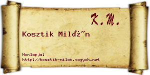 Kosztik Milán névjegykártya